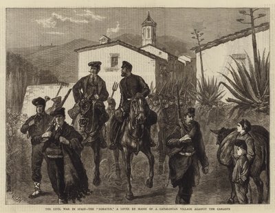The Civil War in Spain, the Somaten, a Levee en Masse of a Catalonian Village against the Carlists by Joseph Nash